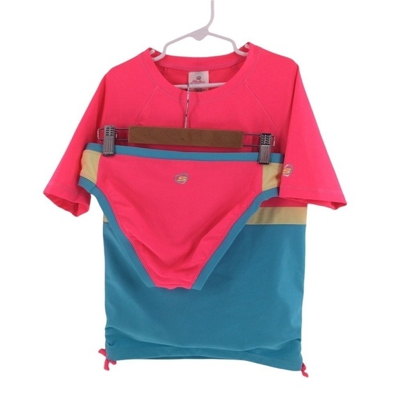 #012 Sketchers Girl's Color Block Two Piece Swimsuit - Picture 4 of 10